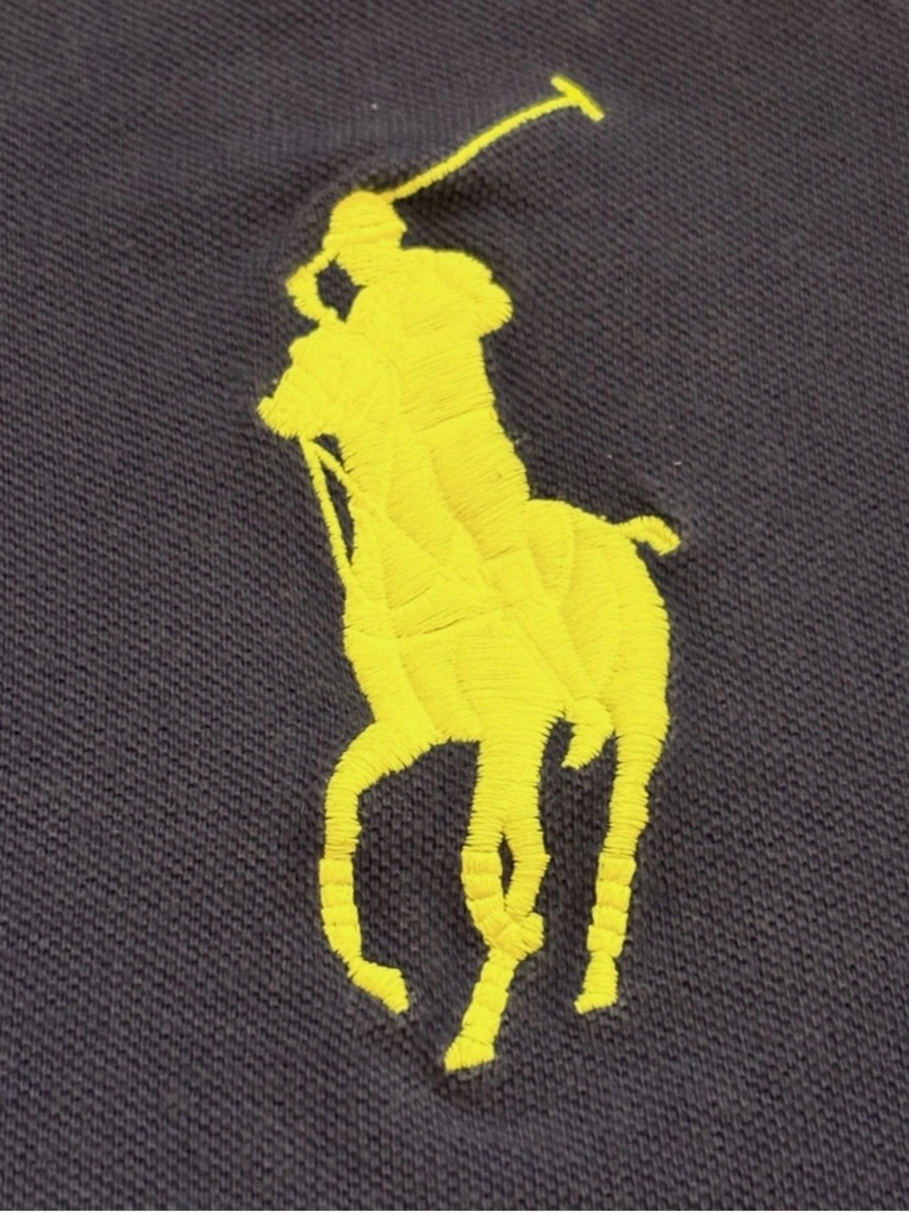 Polo by Ralph Lauren Men’s Navy Polo with Bright Yellow Pony Y2K - Picture 4 of 10